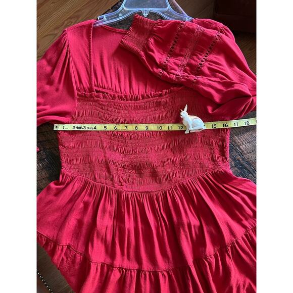 Not For Sale-Red Torrid Long sleeve Babydoll Lace Inset Smocked Square Neckline - Picture 10 of 15